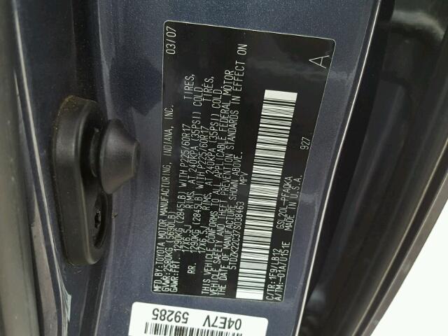 5TDZK22C37S038463 - 2007 TOYOTA SIENNA XLE BLUE photo 10