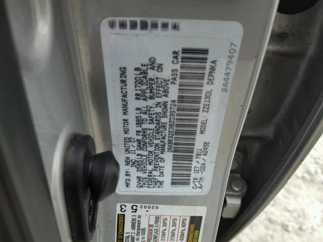 1NXBR32E38Z039724 - 2008 TOYOTA COROLLA CE SILVER photo 10