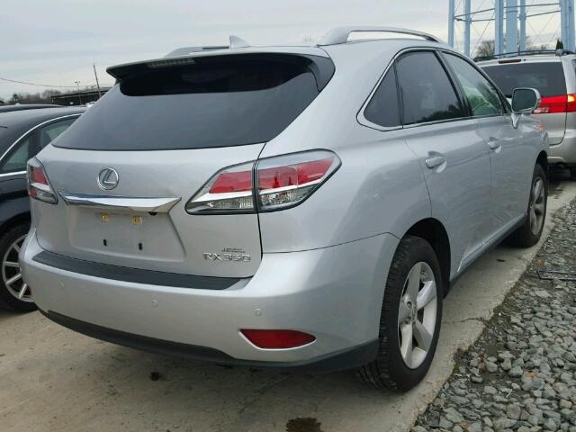 2T2BK1BA3FC335293 - 2015 LEXUS RX 350 SILVER photo 4