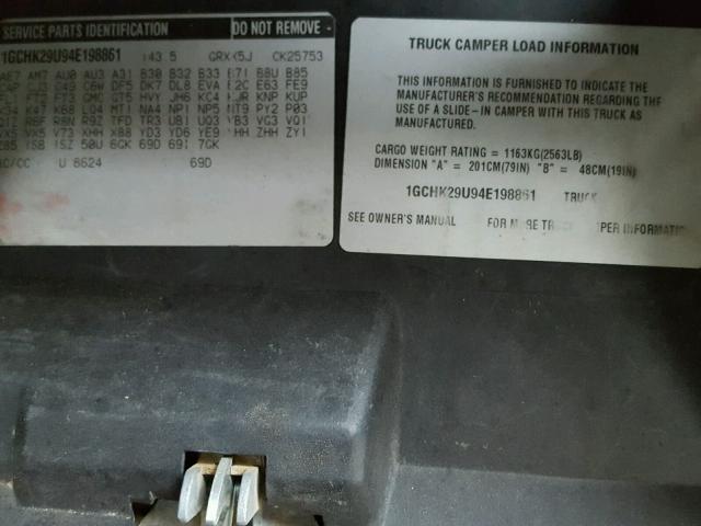 1GCHK29U94E198861 - 2004 CHEVROLET SILVERADO WHITE photo 10