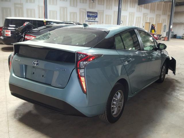 JTDKARFU9G3029235 - 2016 TOYOTA PRIUS TEAL photo 4