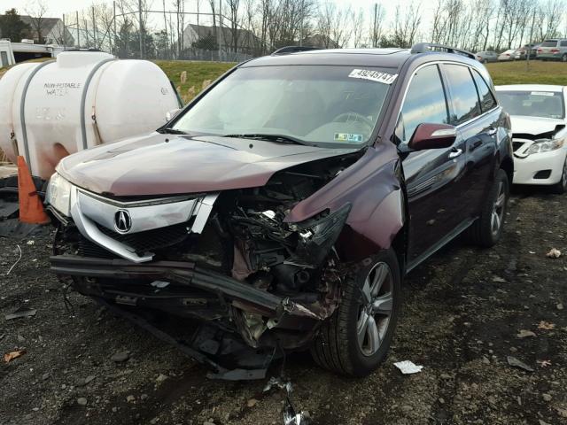 2HNYD2H21BH532861 - 2011 ACURA MDX BURGUNDY photo 2