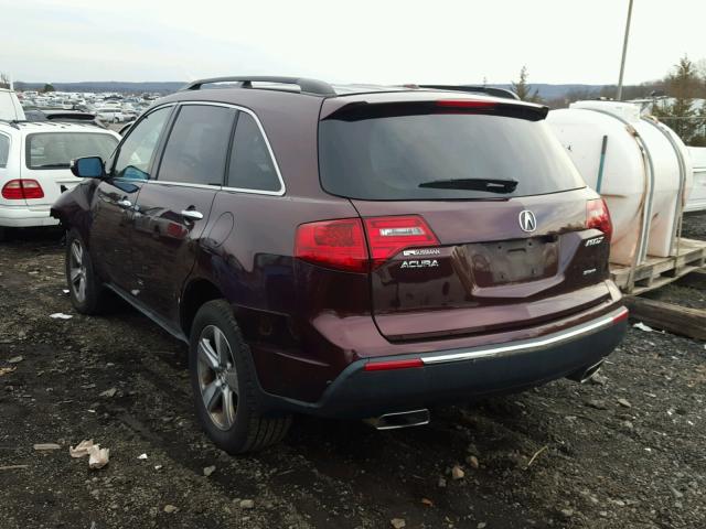 2HNYD2H21BH532861 - 2011 ACURA MDX BURGUNDY photo 3