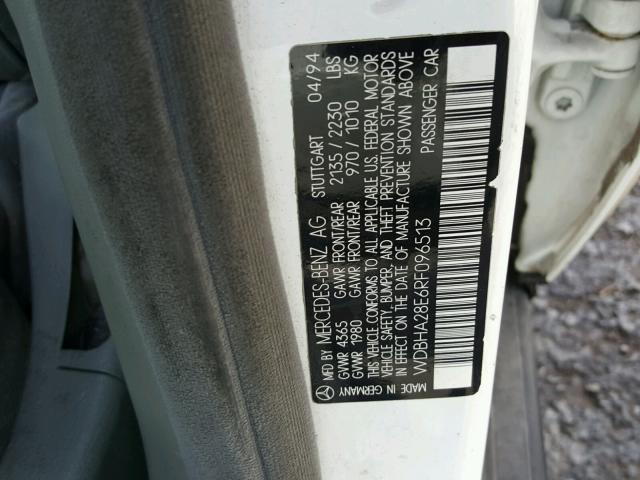 WDBHA28E6RF096513 - 1994 MERCEDES-BENZ C 280 WHITE photo 10