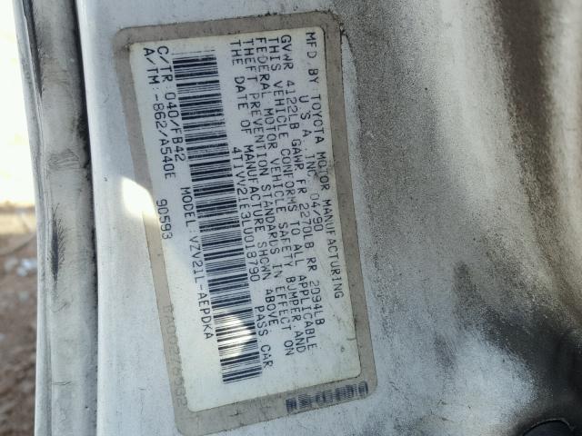 4T1VV21E3LU018790 - 1990 TOYOTA CAMRY DLX WHITE photo 10