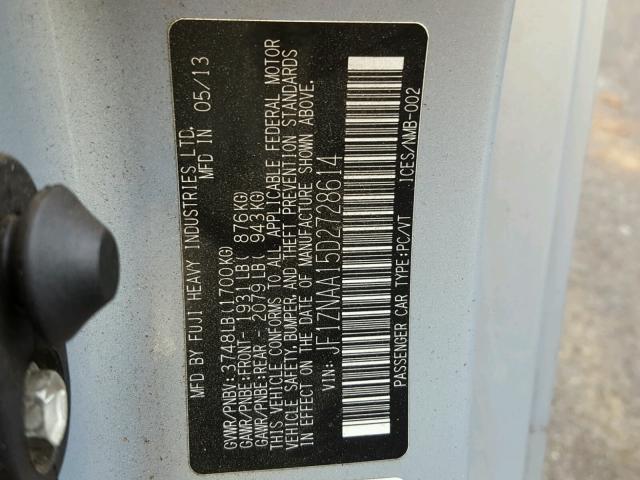 JF1ZNAA15D2728614 - 2013 TOYOTA SCION FR-S SILVER photo 10