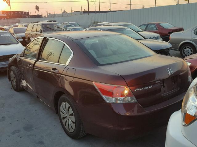 1HGCP2F34AA056364 - 2010 HONDA ACCORD LX BURGUNDY photo 3