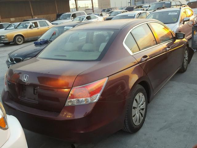 1HGCP2F34AA056364 - 2010 HONDA ACCORD LX BURGUNDY photo 4