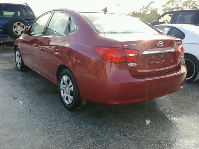 KMHDU4AD8AU899677 - 2010 HYUNDAI ELANTRA BL RED photo 3