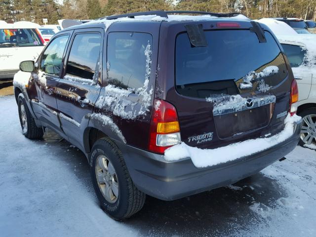 4F2YU08112KM50879 - 2002 MAZDA TRIBUTE LX MAROON photo 3