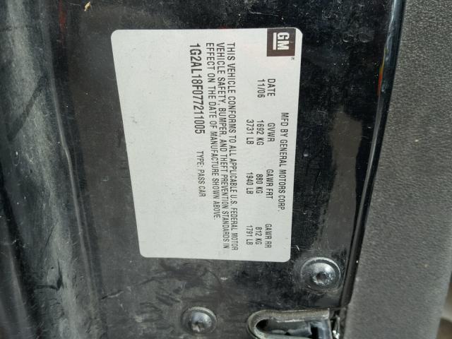 1G2AL18F077211005 - 2007 PONTIAC G5 BLACK photo 10