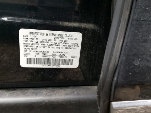 JN1AJ0HR8AM752563 - 2010 INFINITI EX35 BASE BLACK photo 10