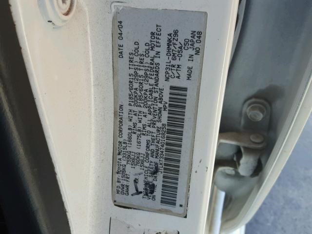 JTLKT334740168258 - 2004 TOYOTA SCION XB თეთრი ფოტო 10