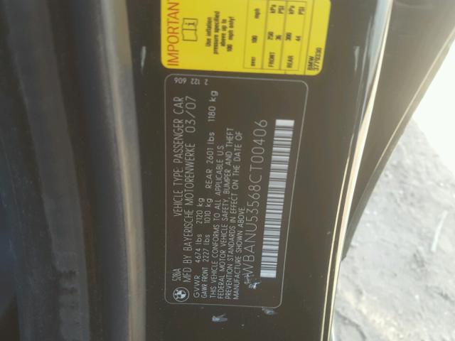 WBANU53568CT00406 - 2008 BMW 528 I BLACK photo 10