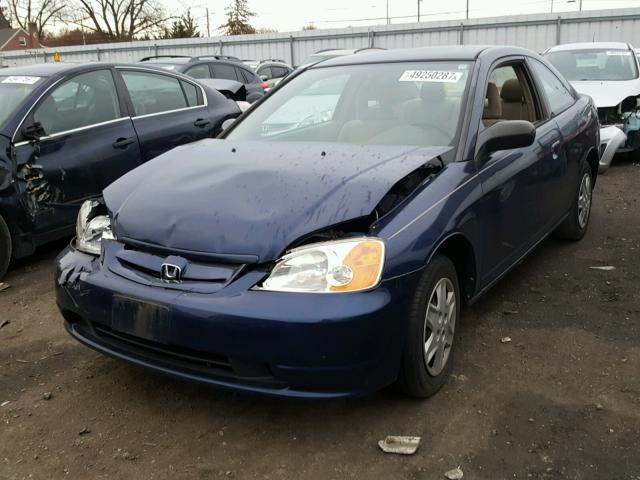 1HGEM225X3L001952 - 2003 HONDA CIVIC LX BLUE photo 2