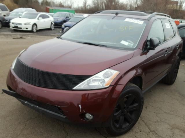 JN8AZ08W17W629846 - 2007 NISSAN MURANO SL BURGUNDY photo 2