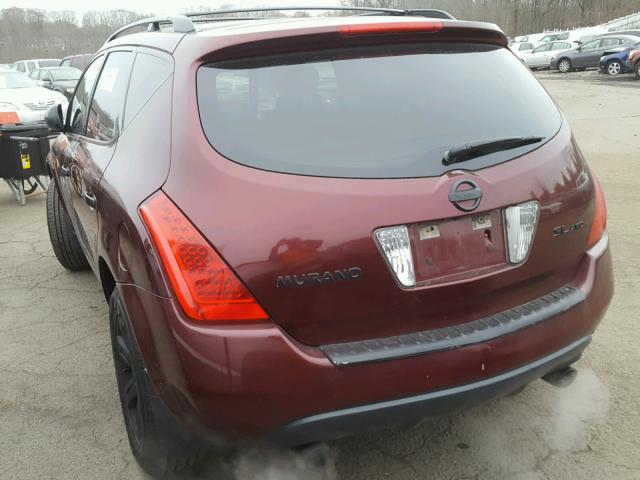 JN8AZ08W17W629846 - 2007 NISSAN MURANO SL BURGUNDY photo 3