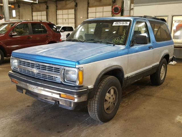 1GNCT18ZXM0116624 - 1991 CHEVROLET BLAZER S10 BLUE photo 2