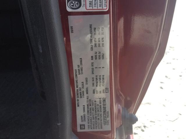 1GCESCD96A8101962 - 2010 CHEVROLET COLORADO L BURGUNDY photo 10