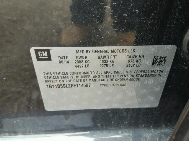 1G11B5SL2FF114597 - 2015 CHEVROLET MALIBU LS შავი ფოტო 10