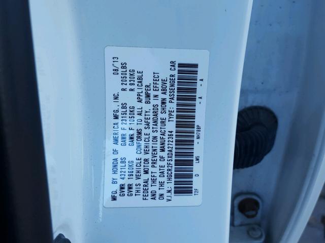 1HGCR2F5XDA272364 - 2013 HONDA ACCORD SPO WHITE photo 10