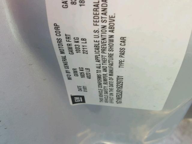 1G1NE52J916229701 - 2001 CHEVROLET MALIBU LS ვერცხლისფერი ფოტო 10