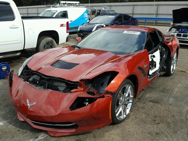 1G1YB2D71F5111628 - 2015 CHEVROLET CORVETTE S ORANGE photo 2