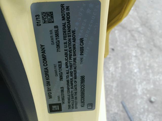 KL8CD6S95DC576986 - 2013 CHEVROLET SPARK 1LT Желтый фото 10