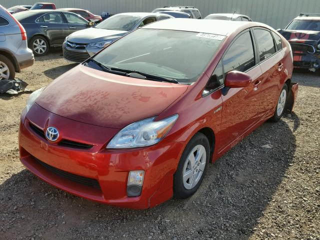 JTDKN3DUXA5124676 - 2010 TOYOTA PRIUS RED photo 2