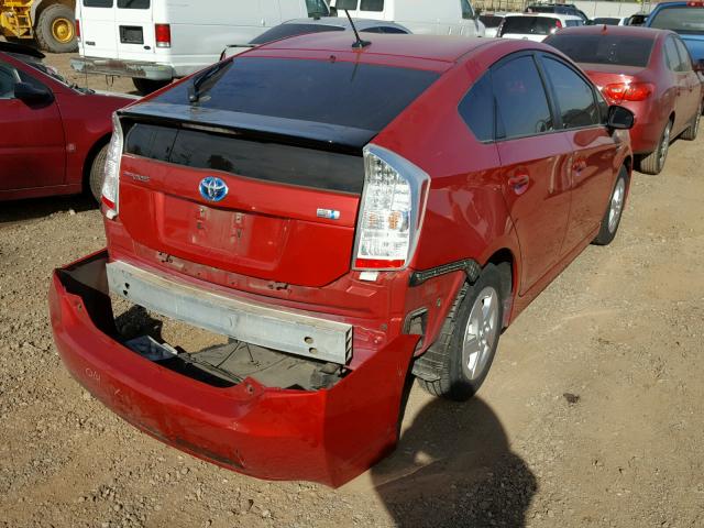 JTDKN3DUXA5124676 - 2010 TOYOTA PRIUS RED photo 4