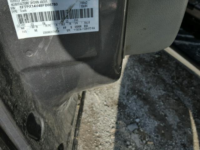 1FTPX14V48FD66780 - 2008 FORD F150 GRAY photo 10