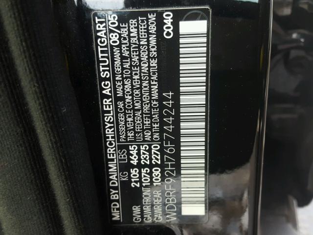 WDBRF92H76F744244 - 2006 MERCEDES-BENZ C GENERATI BLACK photo 10