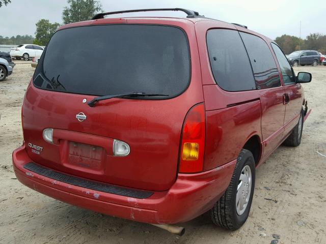 4N2XN11T3XD800922 - 1999 NISSAN QUEST SE RED photo 4