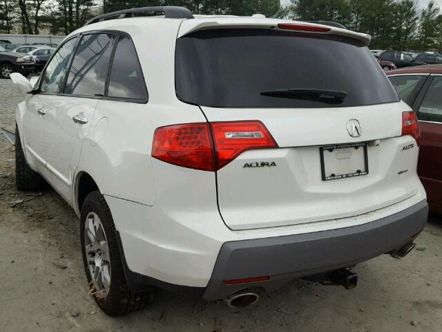 2HNYD28669H505488 - 2009 ACURA MDX TECHNO WHITE photo 3