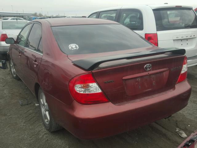 4T1BE32K12U065103 - 2002 TOYOTA CAMRY LE BURGUNDY photo 3