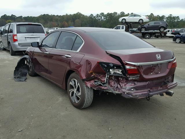 1HGCR2F37GA216126 - 2016 HONDA ACCORD LX BURGUNDY photo 3