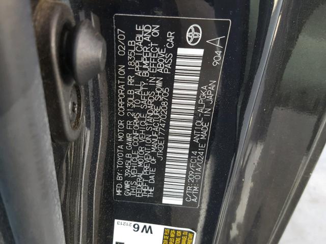 JTKDE177470208705 - 2007 TOYOTA SCION TC 黑色 照片 10