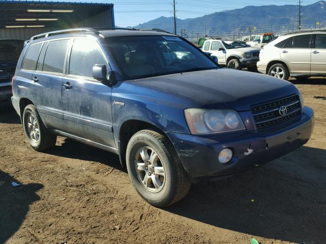 JTEHF21A010014739 - 2001 TOYOTA HIGHLANDER BLUE photo 1