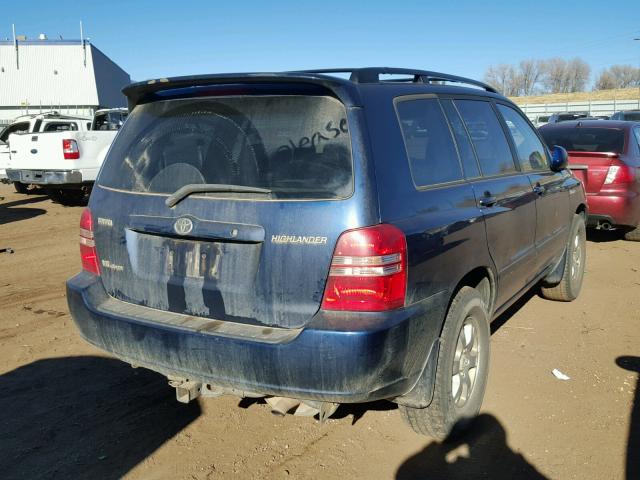 JTEHF21A010014739 - 2001 TOYOTA HIGHLANDER BLUE photo 4