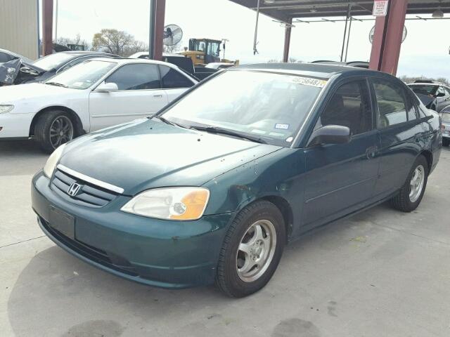 1HGES15251L026630 - 2001 HONDA CIVIC DX GREEN photo 2