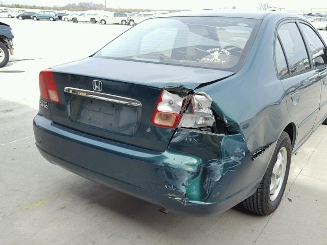 1HGES15251L026630 - 2001 HONDA CIVIC DX GREEN photo 9