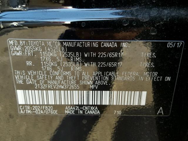 2T3ZFREV2HW372655 - 2017 TOYOTA RAV4 LE Qara foto 10