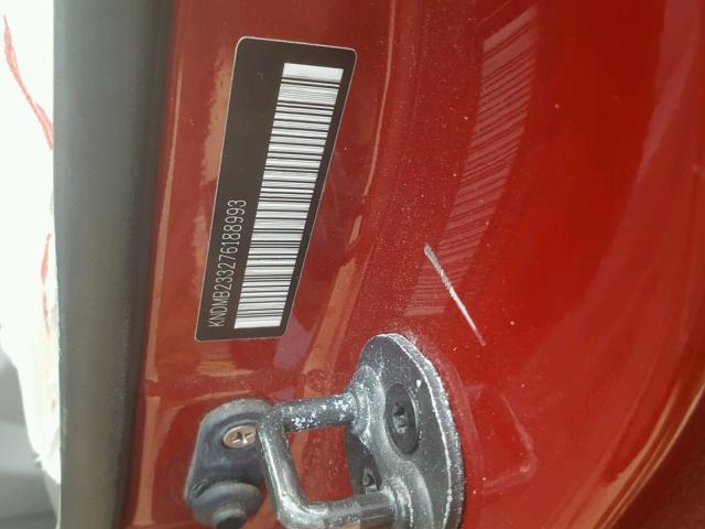 KNDMB233276188993 - 2007 KIA SEDONA EX RED photo 10