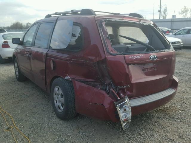 KNDMB233276188993 - 2007 KIA SEDONA EX RED photo 3