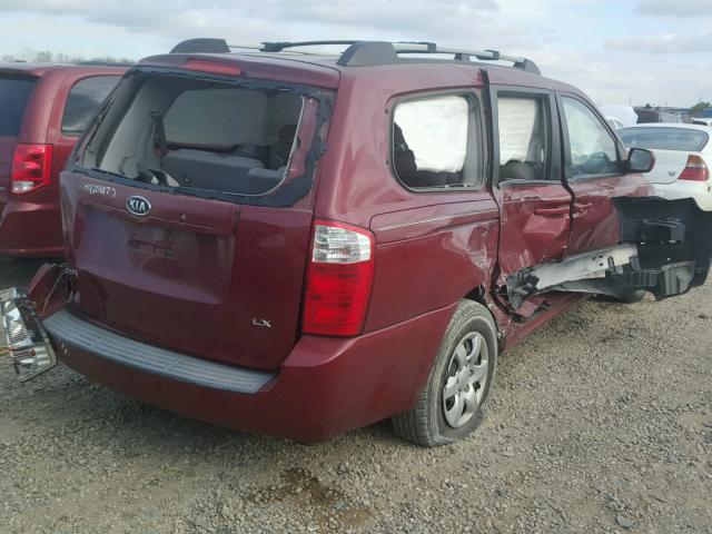 KNDMB233276188993 - 2007 KIA SEDONA EX RED photo 4