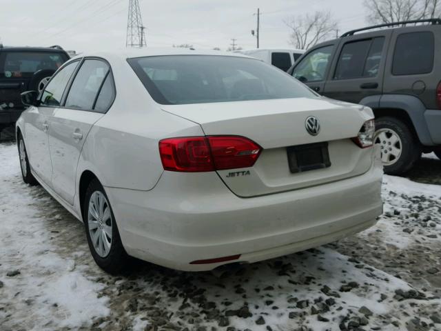 3VW1K7AJ4CM472392 - 2012 VOLKSWAGEN JETTA BASE WHITE photo 3