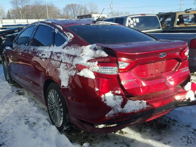 3FA6P0RU7DR322447 - 2013 FORD FUSION TIT RED photo 3