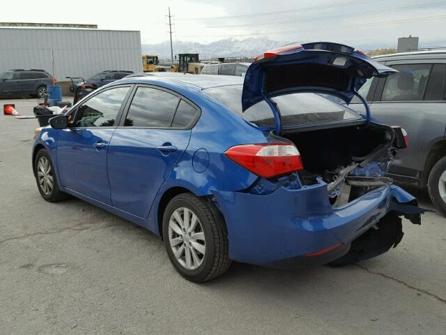 KNAFX4A65E5226560 - 2014 KIA FORTE LX BLUE photo 3