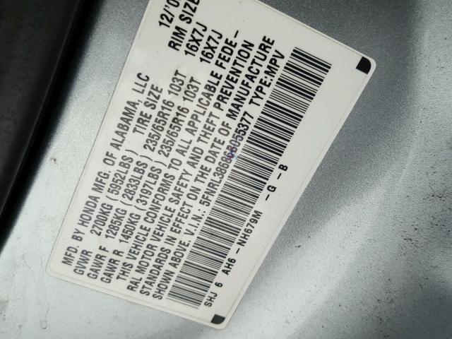 5FNRL38686B055377 - 2006 HONDA ODYSSEY EX BLUE photo 10