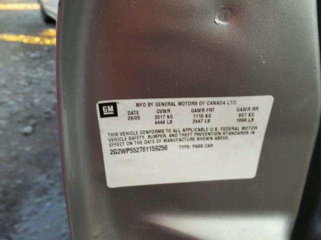 2G2WP552761159256 - 2006 PONTIAC GRAND PRIX ნაცრისფერი ფოტო 10